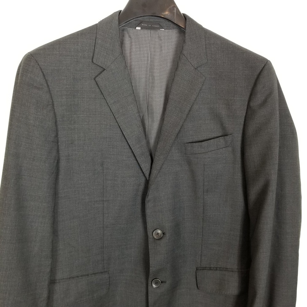 Boss Hugo Boss Men The Keys Blazer Jacket sz US 40S Gray Super 100's Wool Office - Picture 2 of 10